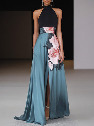 Women's Floral Slit Sleeveless Maxi Dress