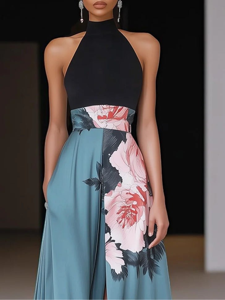 Women's Floral Slit Sleeveless Maxi Dress