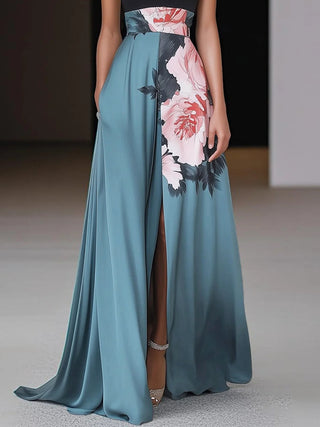Women's Floral Slit Sleeveless Maxi Dress
