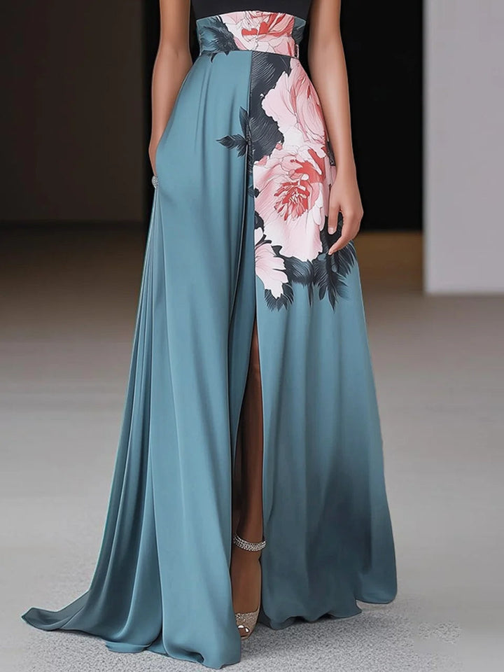 Women's Floral Slit Sleeveless Maxi Dress
