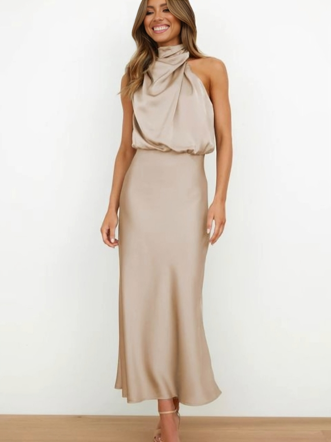 Women's Halter Neck Evening Maxi Dress