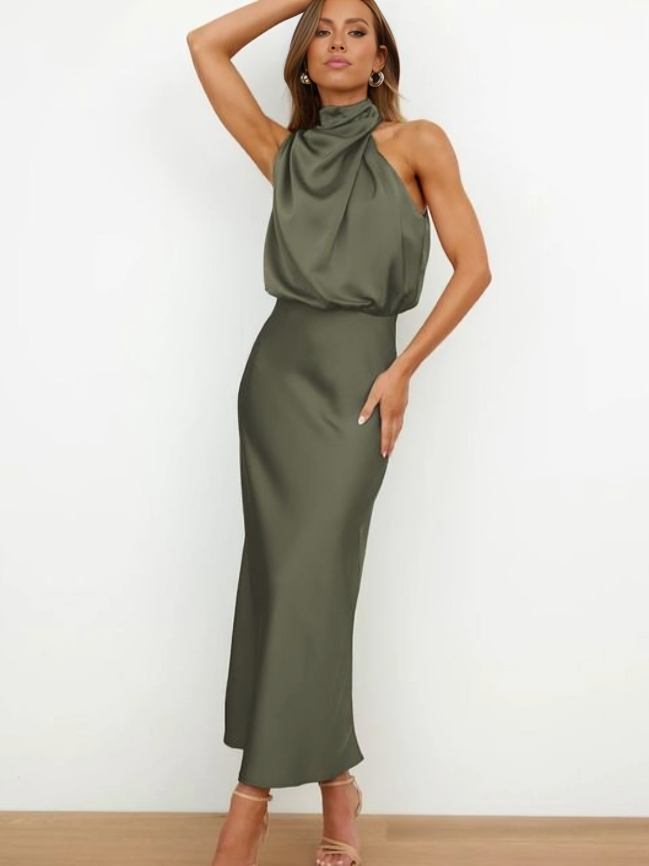 Women's Halter Neck Evening Maxi Dress