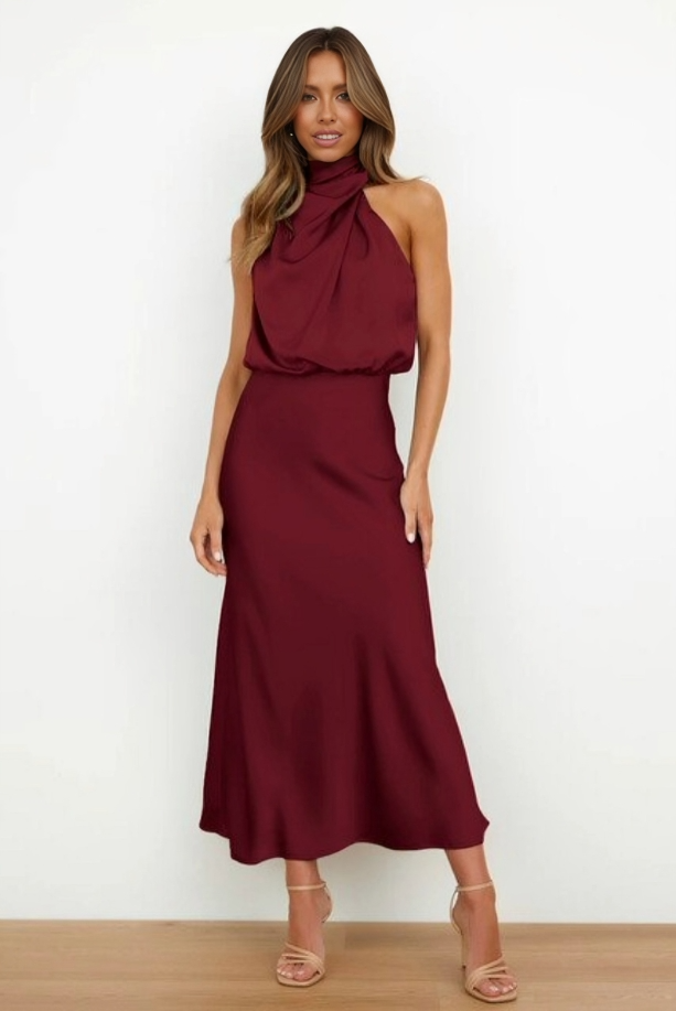 Women's Halter Neck Evening Maxi Dress