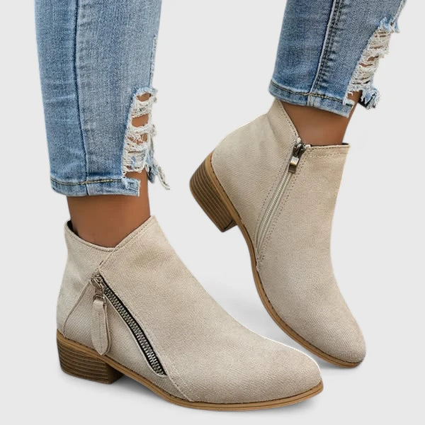 Women's Side-Zip Block Heel Ankle Boots