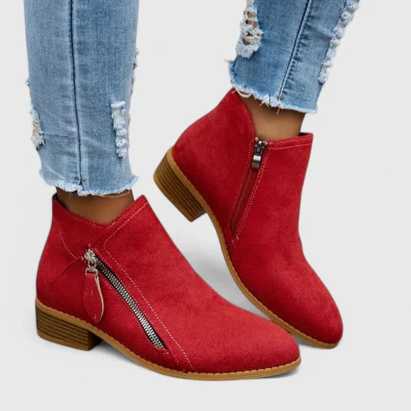 Women's Side-Zip Block Heel Ankle Boots