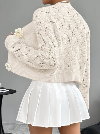 Women's Crochet Knit Floral Button Cardigan