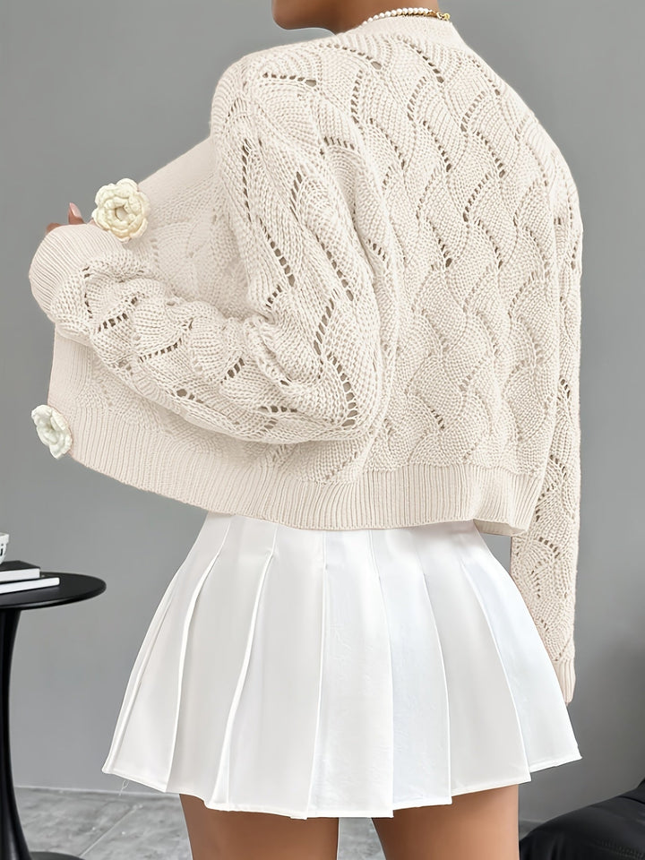Women's Crochet Knit Floral Button Cardigan