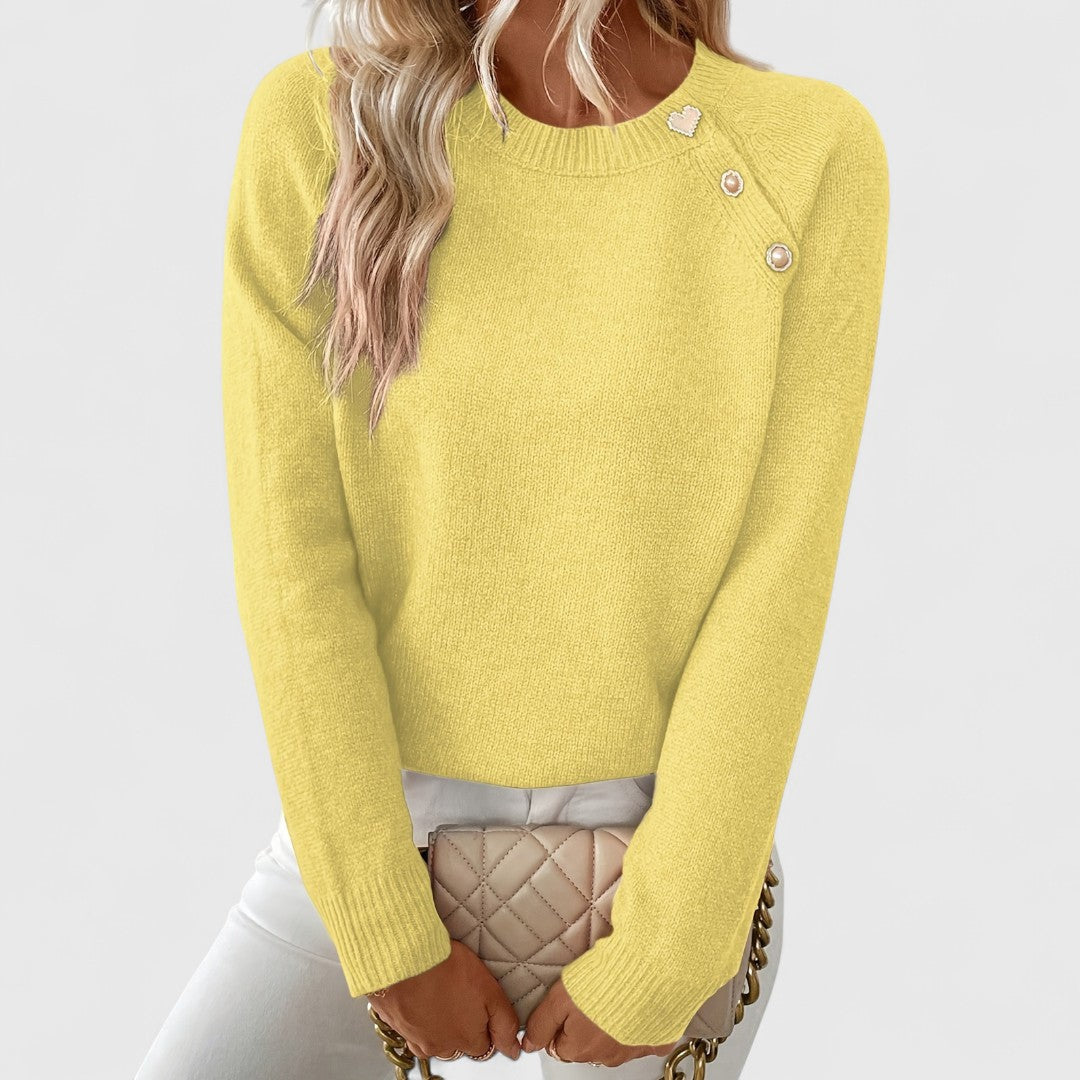 Women's Button Shoulder Crew Sweater