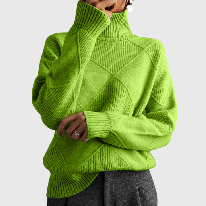 Women's Oversized Diamond Turtleneck Sweater