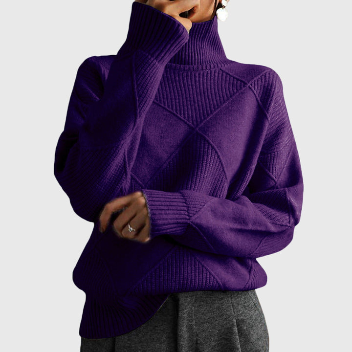 Women's Oversized Diamond Turtleneck Sweater