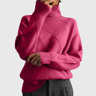 Women's Oversized Diamond Turtleneck Sweater