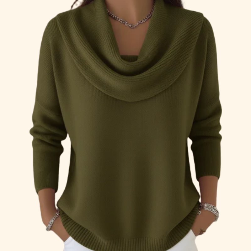 Women's Relaxed Cowl Neck Knit Sweater