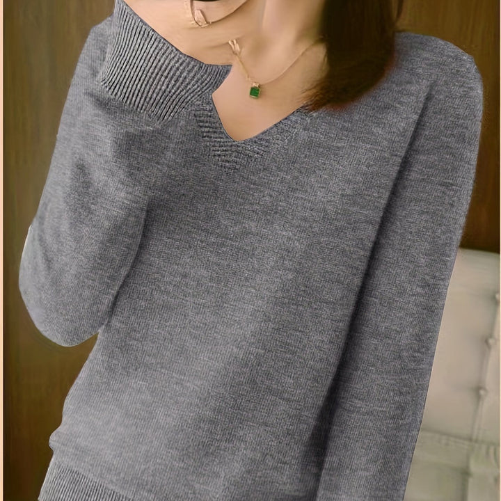 Women's Relaxed V-Neck Long Sleeve Sweater