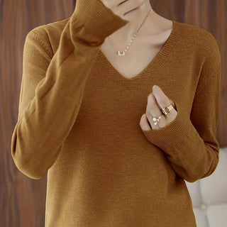 Women's Relaxed V-Neck Long Sleeve Sweater