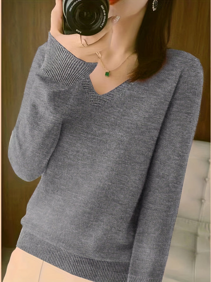 Women's Relaxed V-Neck Long Sleeve Sweater