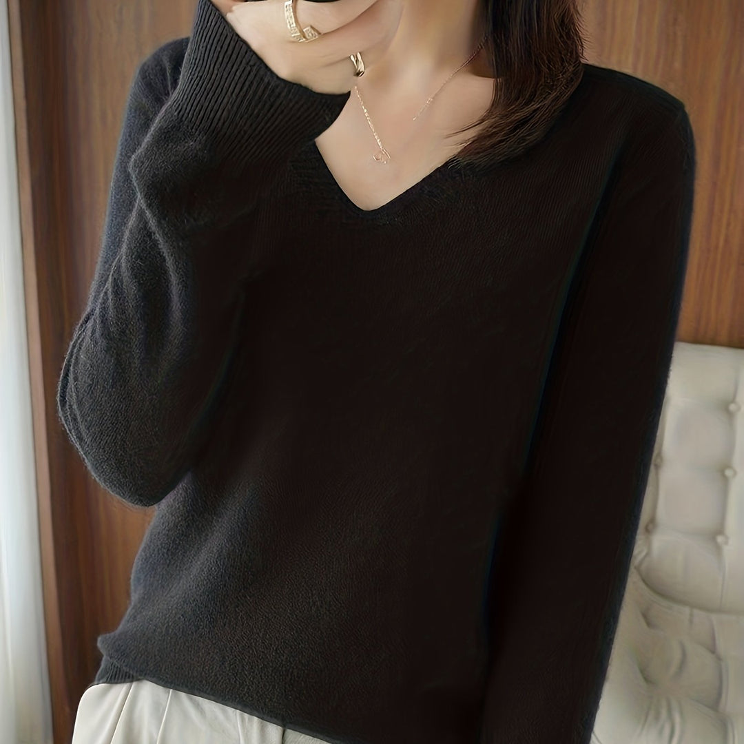 Women's Relaxed V-Neck Long Sleeve Sweater