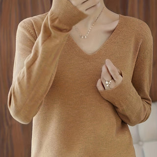 Women's Relaxed V-Neck Long Sleeve Sweater