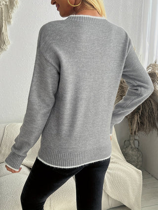Women's Snowflake Print Crew Neck Sweater