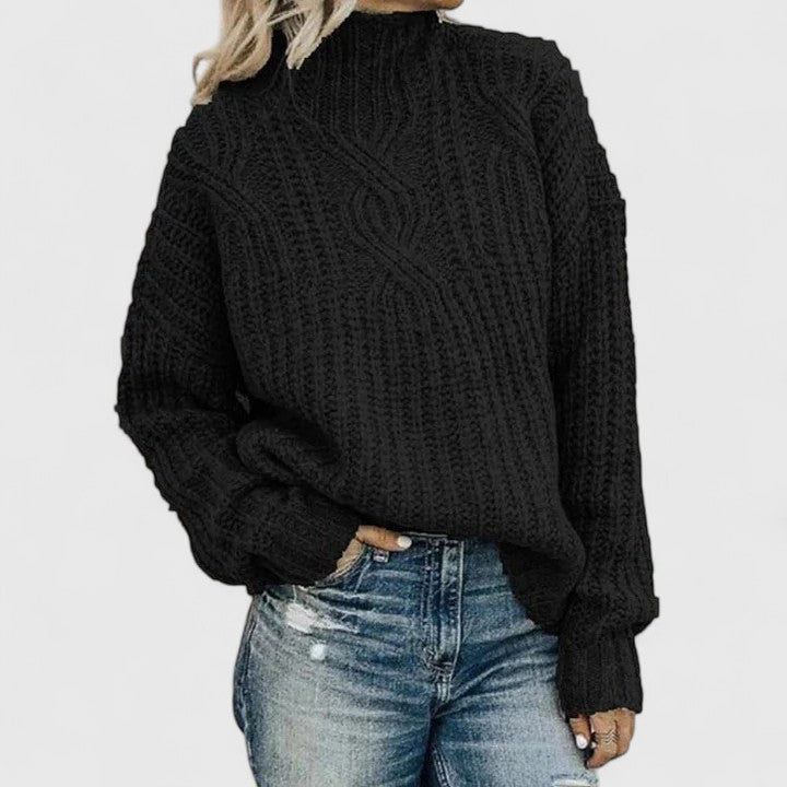 Women's Cable Knit Balloon Sleeve Sweater