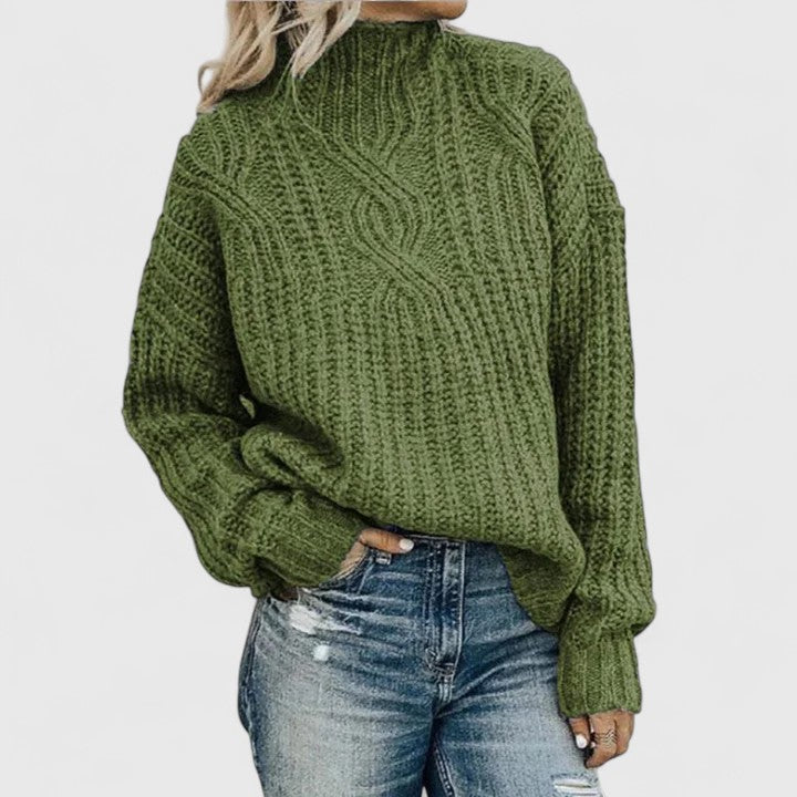 Women's Cable Knit Balloon Sleeve Sweater