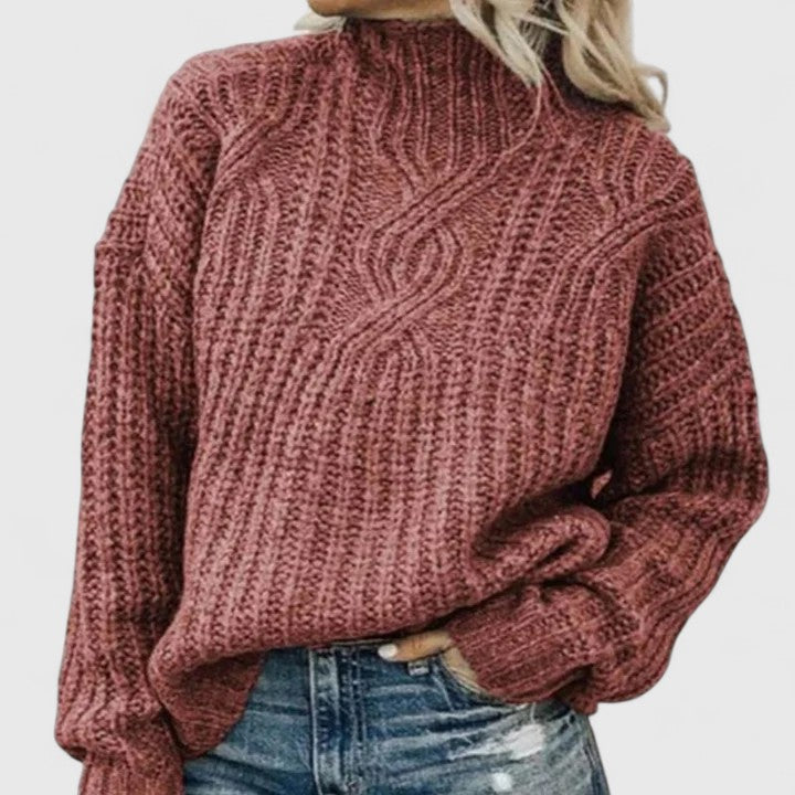 Women's Cable Knit Balloon Sleeve Sweater