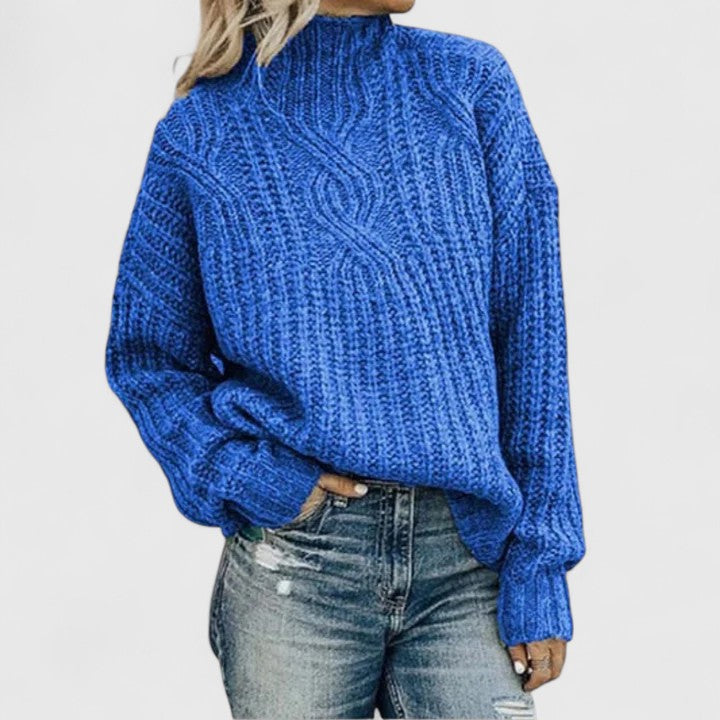 Women's Cable Knit Balloon Sleeve Sweater