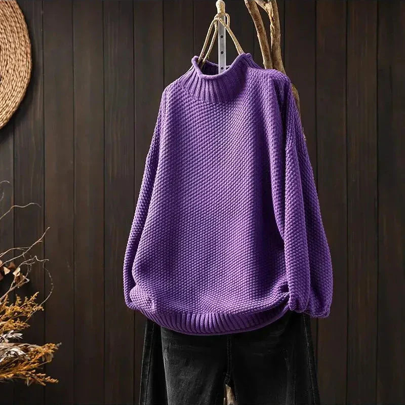 Women's Oversized Mock Neck Knit Sweater