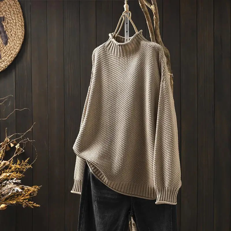 Women's Oversized Mock Neck Knit Sweater