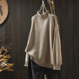 Women's Oversized Mock Neck Knit Sweater