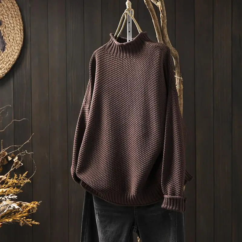 Women's Oversized Mock Neck Knit Sweater