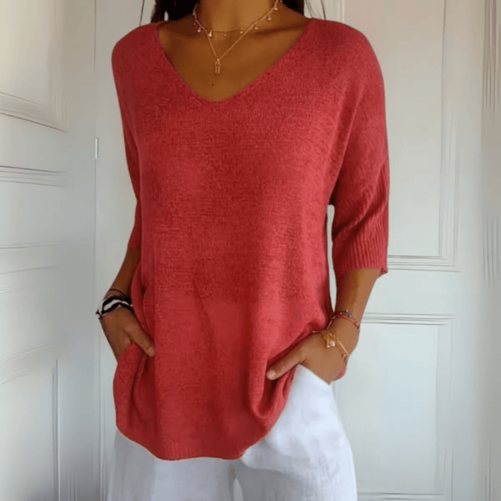Women's V-Neck Loose Knit Sweater