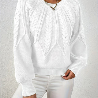 Women's Cable Knit Cropped Round-Neck Sweater