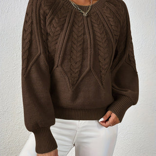 Women's Cable Knit Cropped Round-Neck Sweater