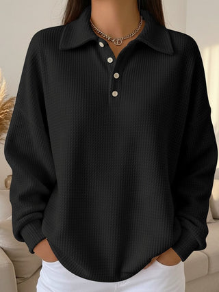 Women's Waffle Knit Henley Sweater
