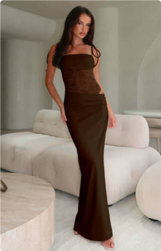 Women's Lace Panel Maxi Dress