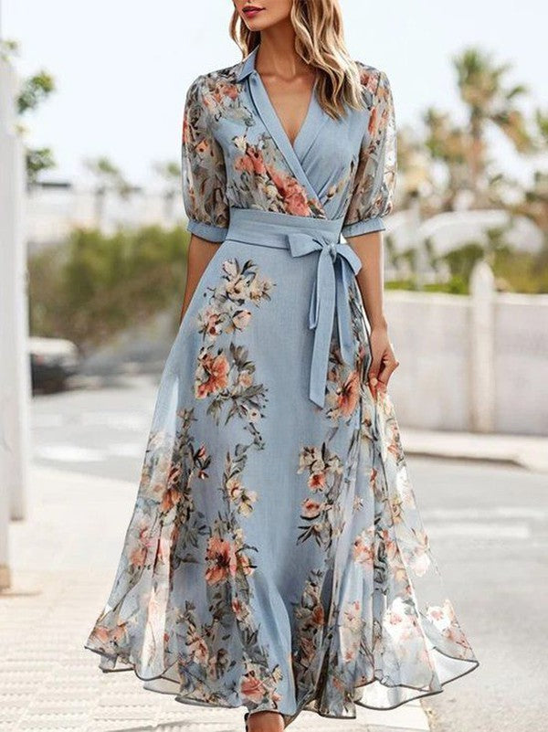 Women's Puff Sleeve Midi Dress