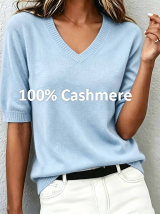 Women's Soft-Knit Short-Sleeve V-Neck Sweater