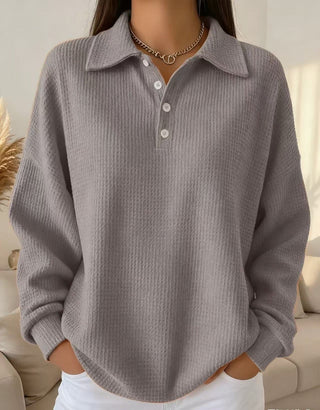 Women's Waffle Knit Henley Sweater