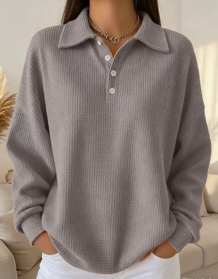 Women's Waffle Knit Henley Sweater