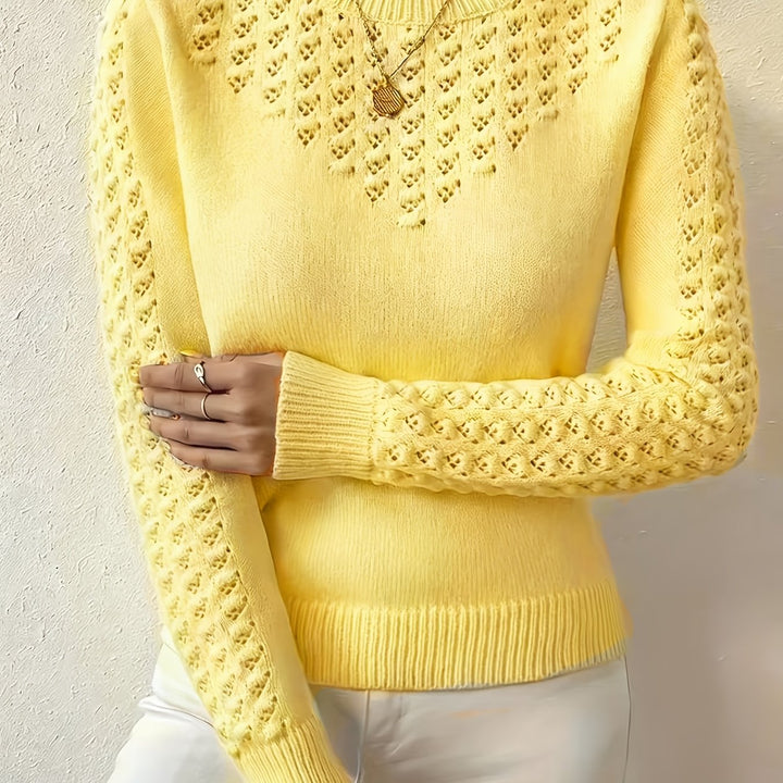 Women's Pointelle Crew Neck Sweater