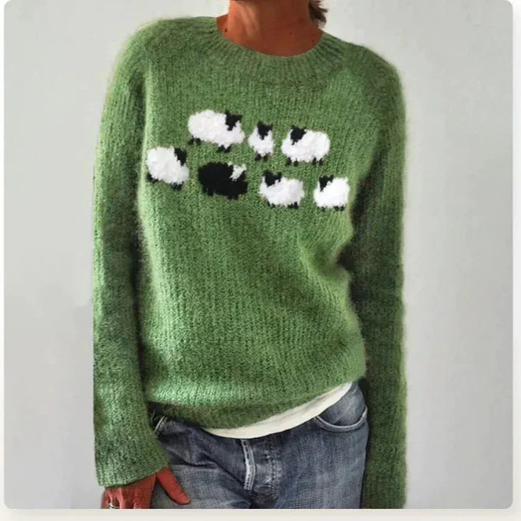 Women's Patterned Wide Neck Sweater