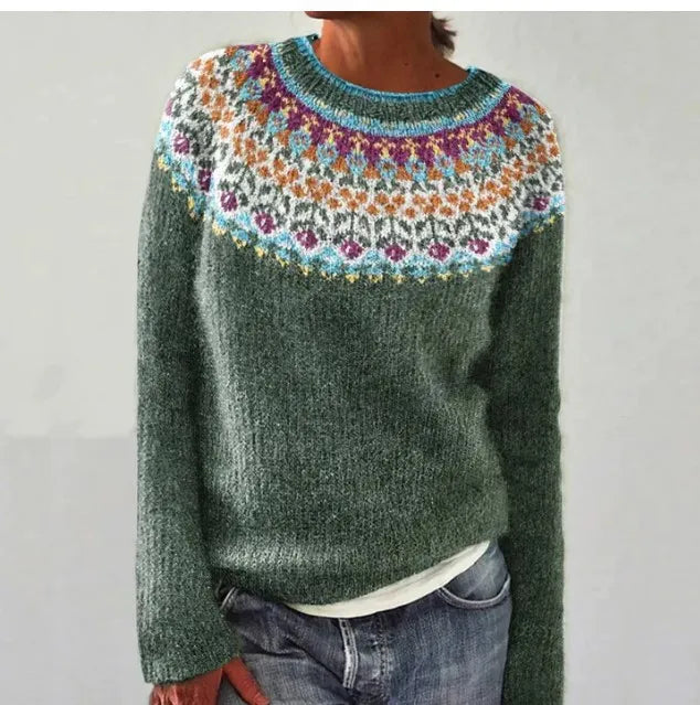 Women's Patterned Wide Neck Sweater