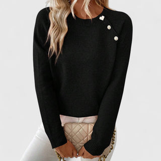 Women's Button Shoulder Crew Sweater