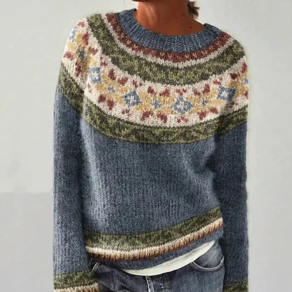 Women's Patterned Wide Neck Sweater