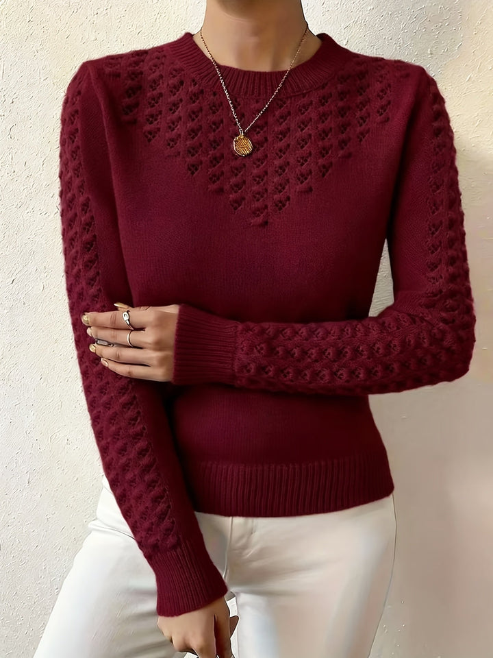 Women's Pointelle Crew Neck Sweater