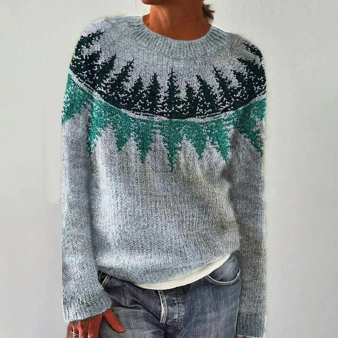 Women's Patterned Wide Neck Sweater