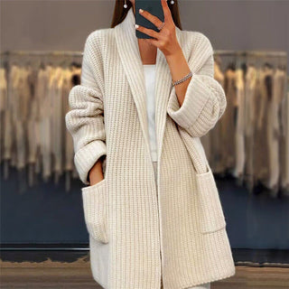 Women's Knitted Longline Cardigan with Pockets