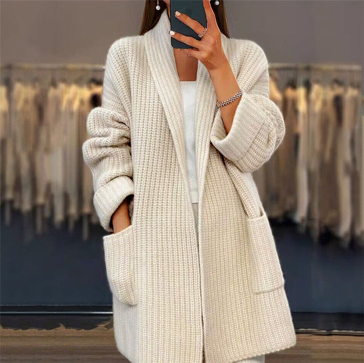 Women's Knitted Longline Cardigan with Pockets