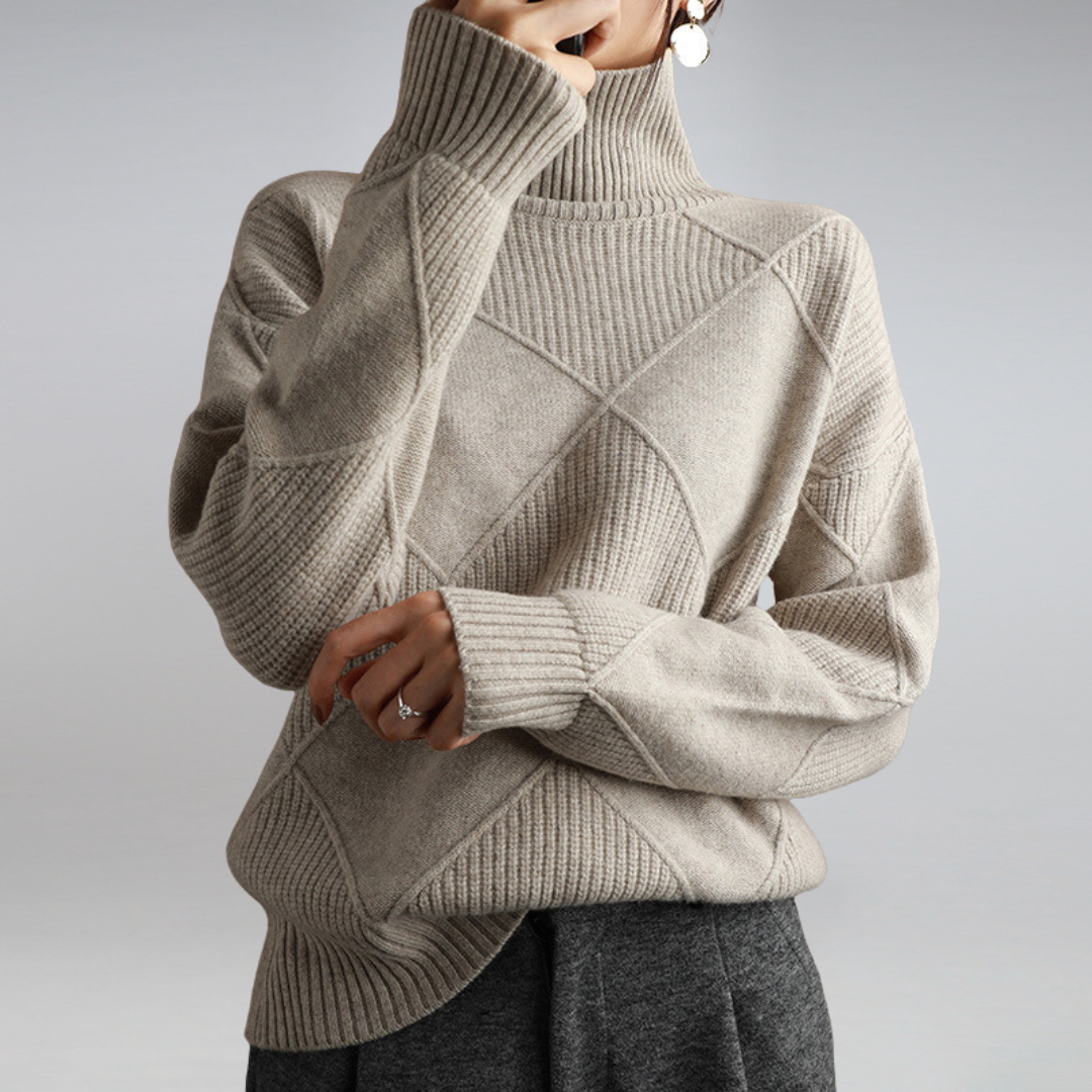 Women's Chunky Knit Oversized Turtleneck Sweater