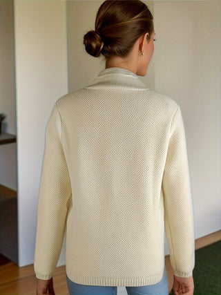 Women's Textured Knit Stand-Collar Cardigan